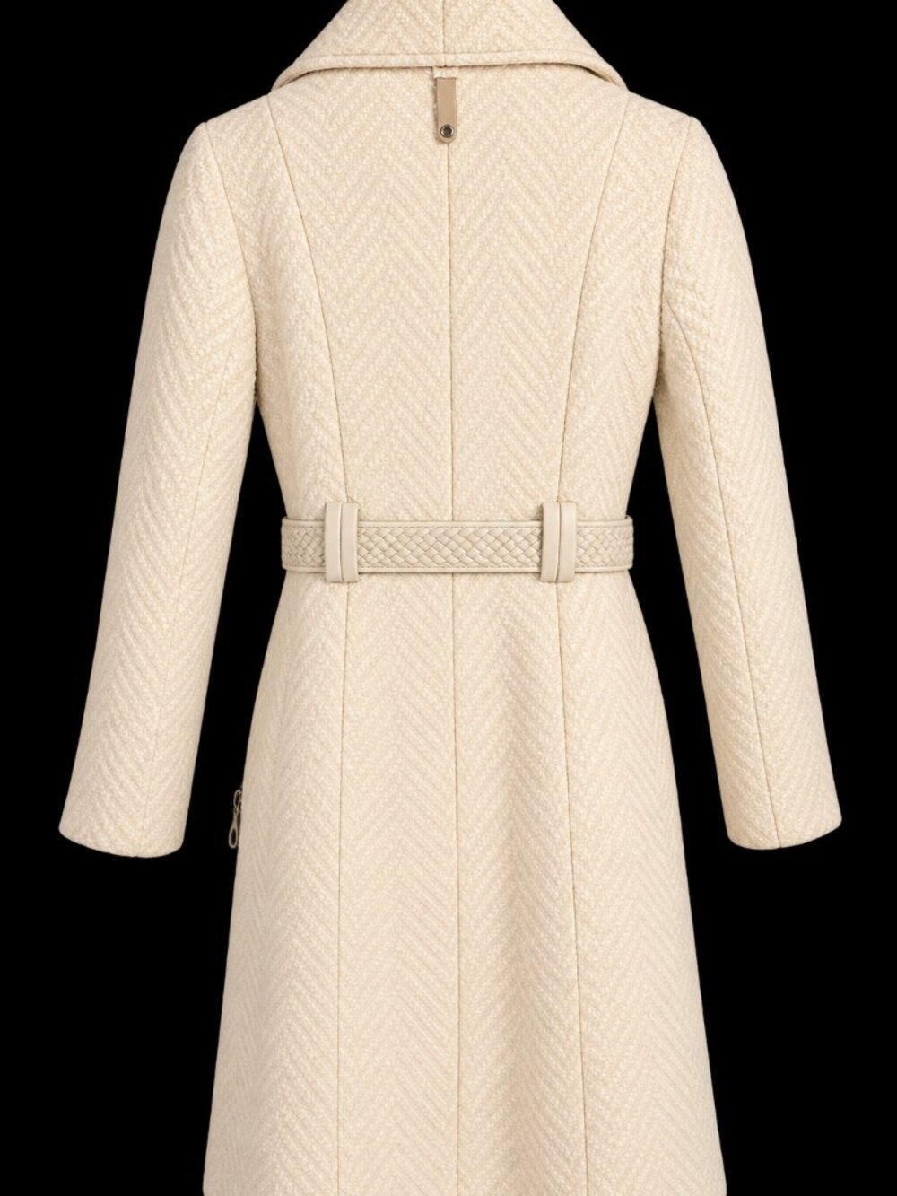 Mackage Ivory Herringbone Wool Belted Coat - Picture 4 of 4